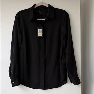 DKNY Classic Black Dress Shirt fluid button down